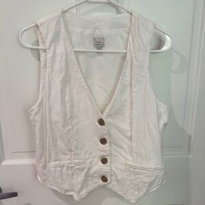 A New Day White Sleeveless Button-up Vest